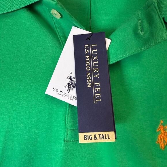 Brand New US Polo ASSN. Men's 2XL Luxury Feel Short Sleeve Polo Shirt Green - Picture 5 of 8